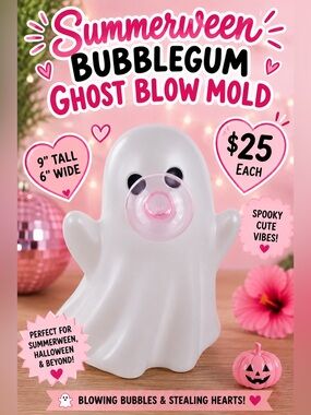 Bubblegum Ghost Blow Mold - White with Pink Bubble